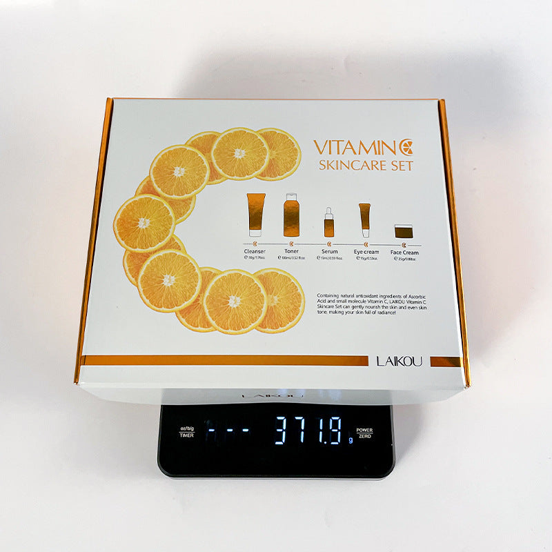 LAIKOU Vitamin C Series Skin Care Product Set 5-piece Set Of Cleansing And Brightening Water Essence Eye Cream Essence Cream